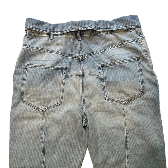NWOT, We The Free Noah Foldover Harem Jeans Railroad Stripes Pleating - Picture 8 of 13